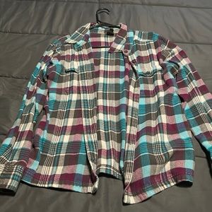 Patagonia Plaid Button-Up Shirt Jacket in Teal, Purple, White, Black